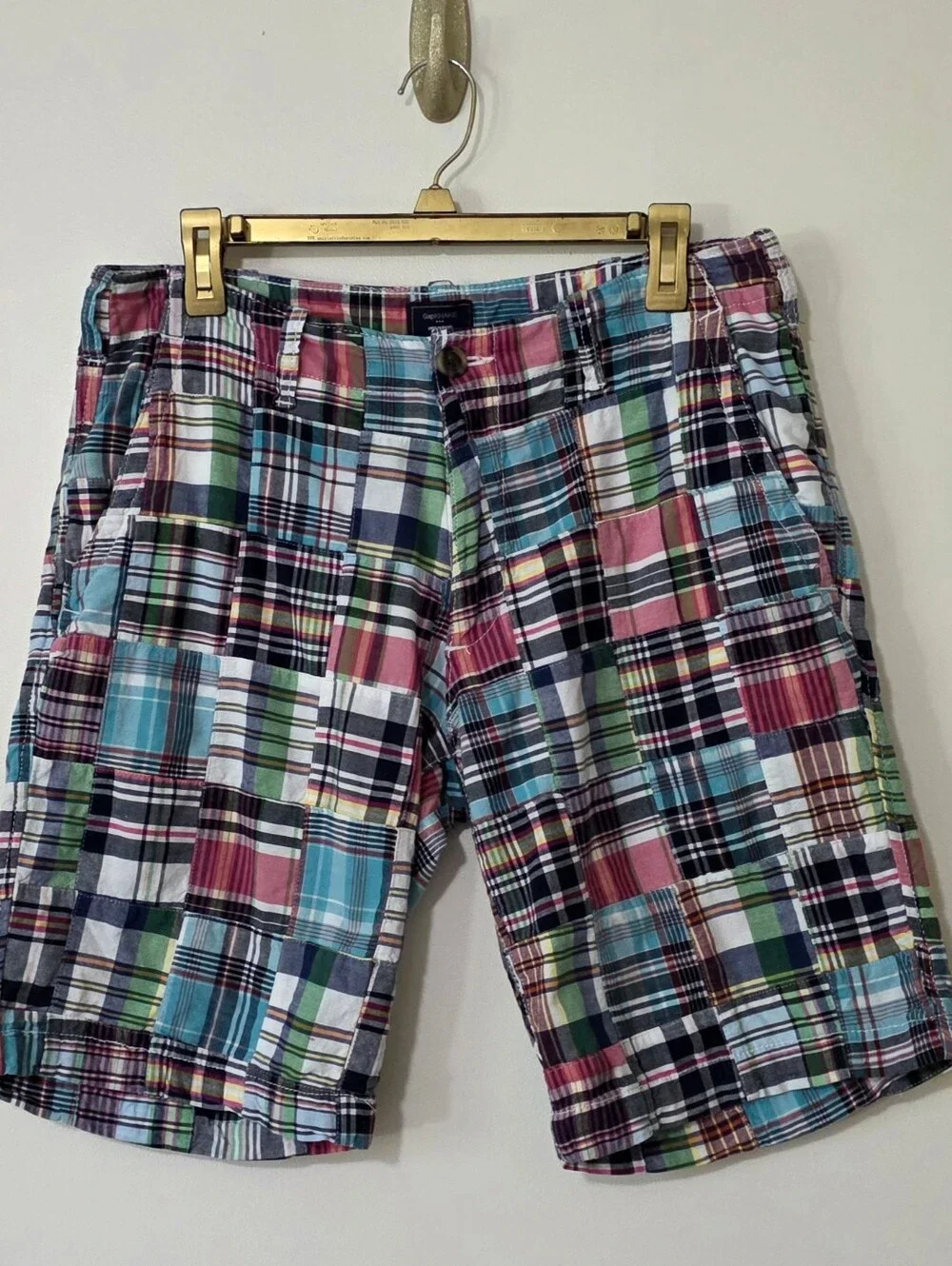 Gap Lived In Madras Patchwork Plaid Shorts Cotton Breathable Preppy Nantucket 32